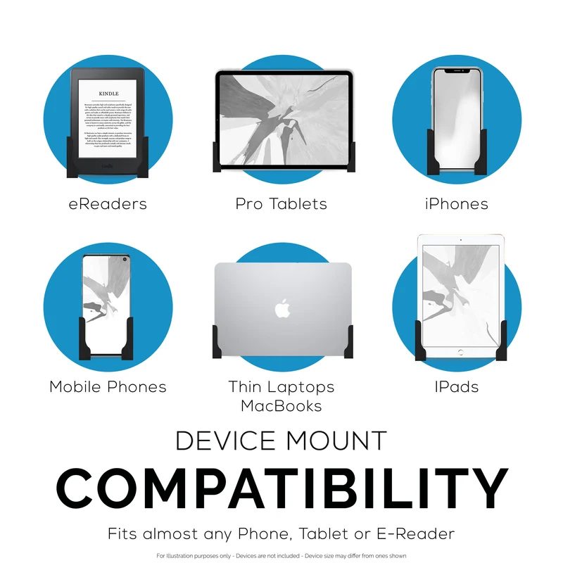 Tablet Pelekat & Pemegang Lekap Dinding Laptop Ramping untuk iPad, Android, Macbook, Surface, iPad Air, Mini & Pro, eBook Note Galaxy Tab, Kindle & Banyak Lagi