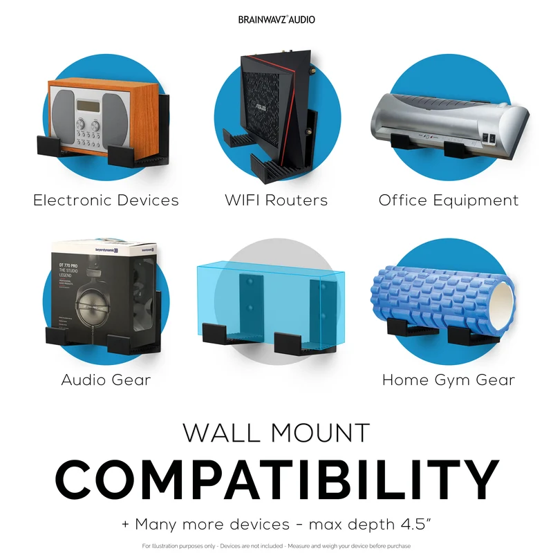 4.5 cm Kabelbox Wandhalterung, selbstklebend und schraubbar, für Router, Laptops, Modem, Mesh-WLAN, Apple TV, Netzwerk-Switch und mehr