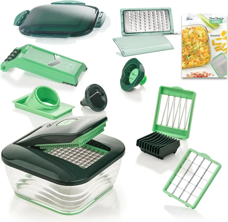 Nicer Dicer Chef 15-tlg. Set, grün, Edelstahl, vielseitig
