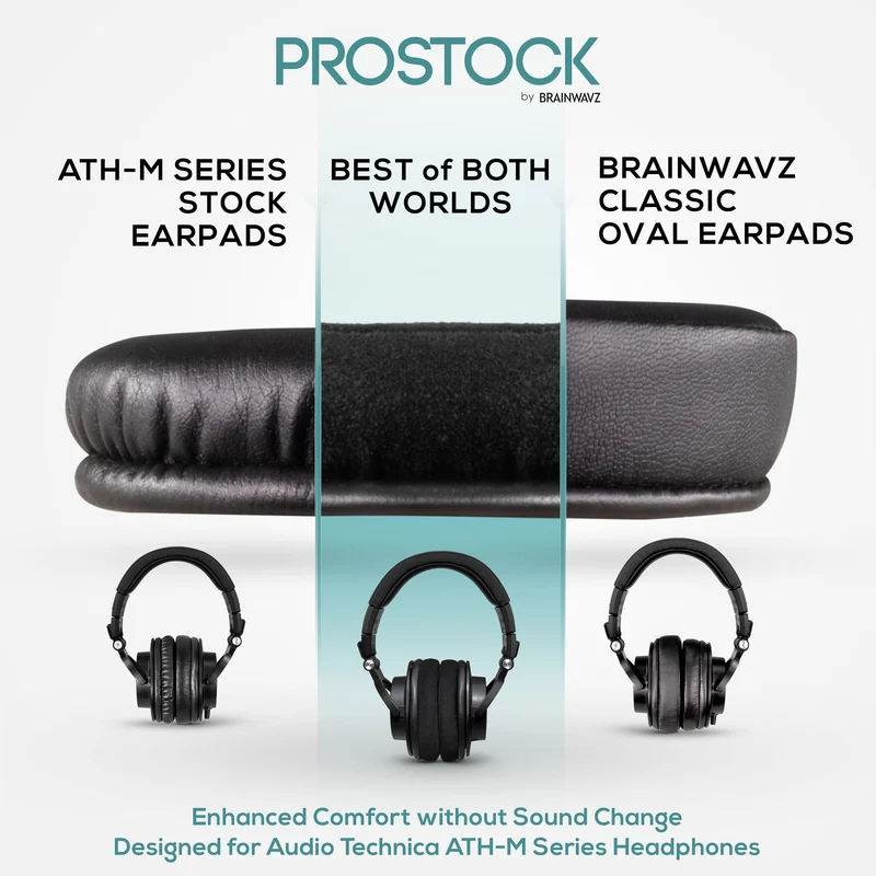 Pad Telinga Gantian ProStock ATH M50X & M Series - Bentuk Rekaan Tersuai dengan Busa Memori - Suede Mikro