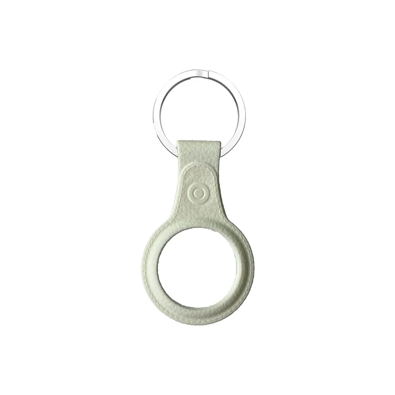 AirTag TPU Case(leather finish) with keychain White