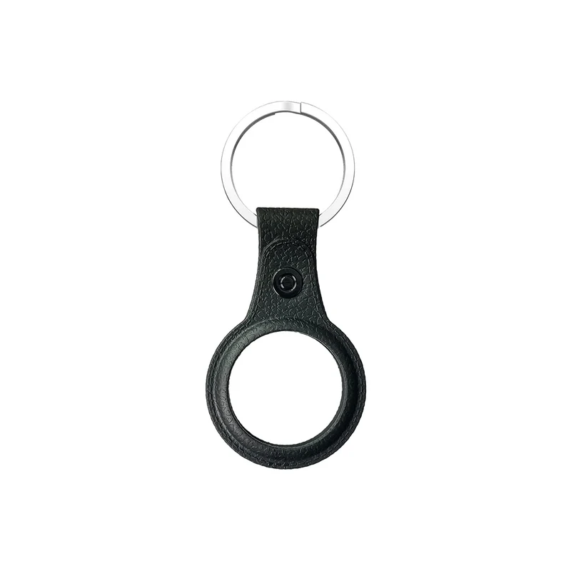 AirTag TPU Case(leather finish) with keychain Black