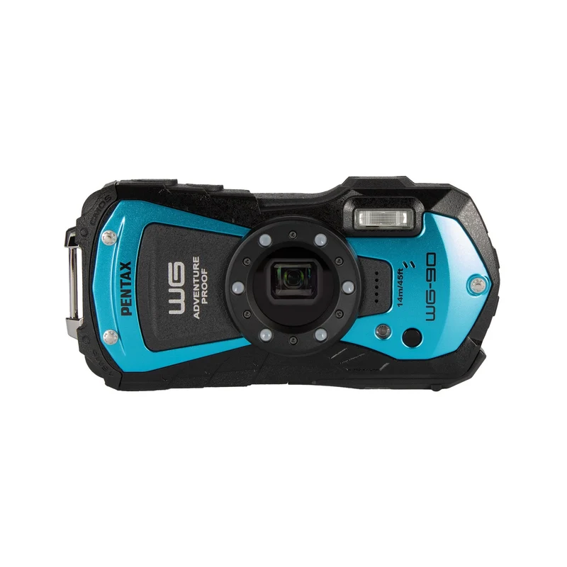 PENTAX WG-90 Blue Waterproof Camera, Shockproof, Dustproof, Freezeproof, Built-in 6-LED Ring Light for Macro Photography, Underwater Shooting Mode