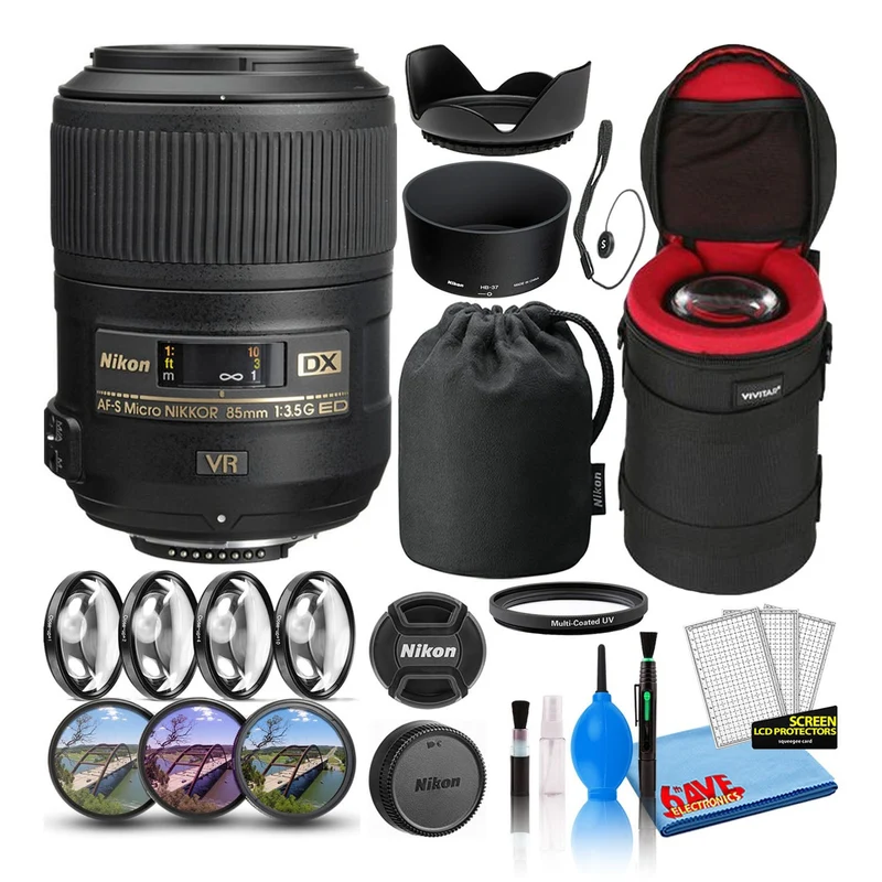 Nikon AF-S DX Micro 85mm f/3.5G ED VR Lens (2190) Intl Model Bundle