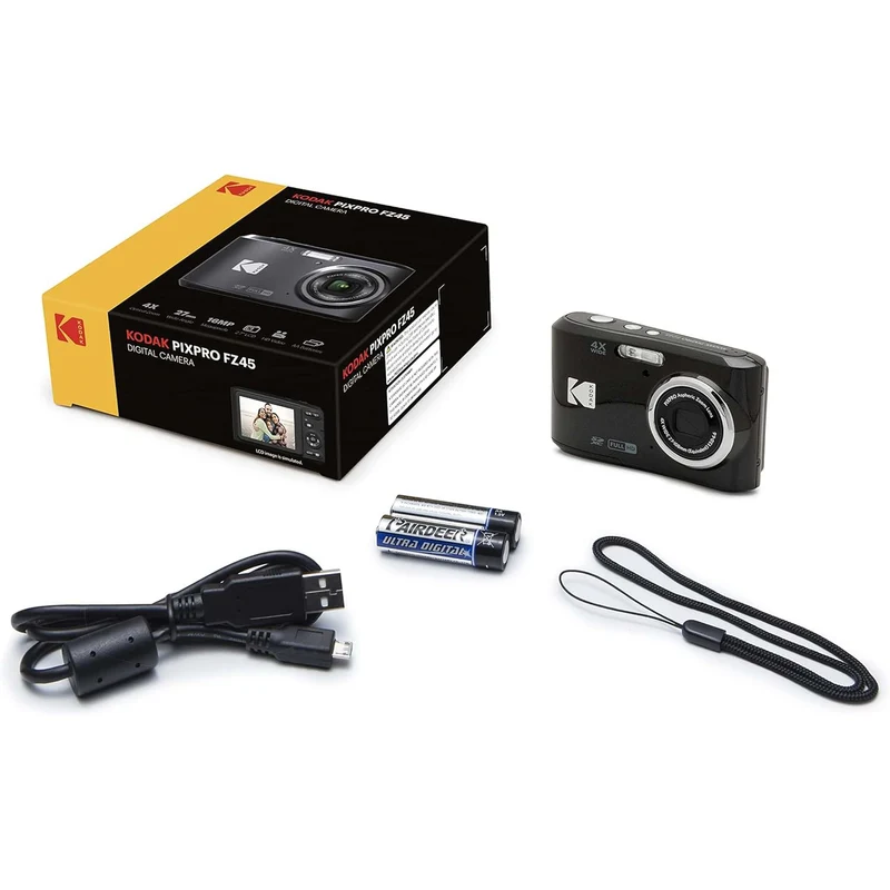 KODAK PIXPRO Friendly Zoom FZ45-BK 16MP Digital Camera with 4X Optical Zoom 27mm Wide Angle and 2.7" LCD Screen -