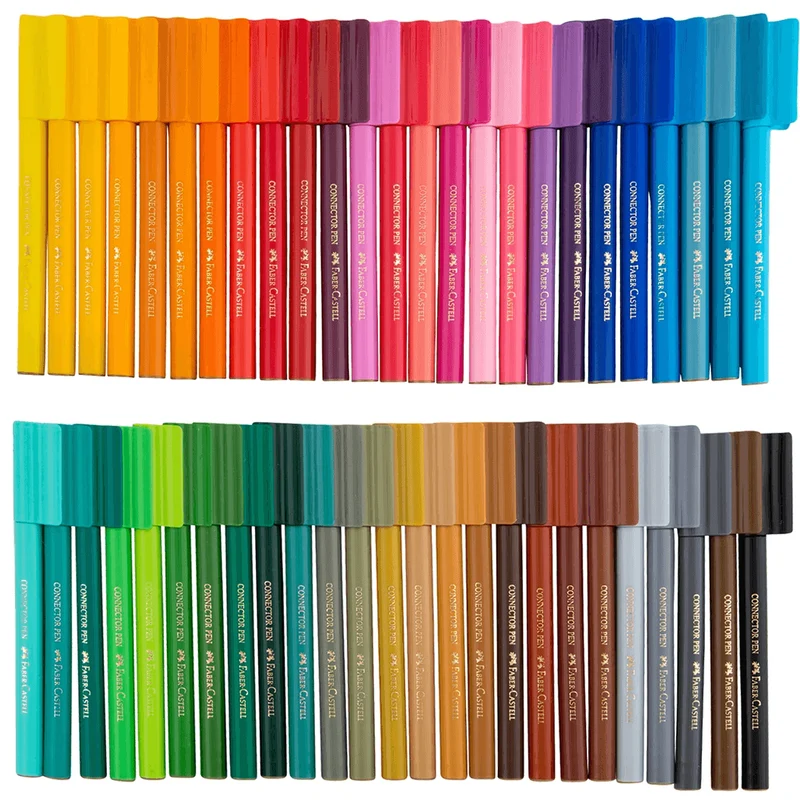 Faber-Castell Connector Pens Markers Assorted Colours Pack 50 Bucket