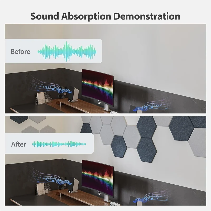 iDeer Life Acoustic Foam Panels Hexagon – 12 Pack