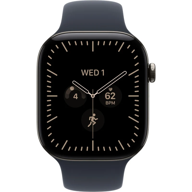 Apple Watch Series 12 46mm Natural Titanium Case GPS + Cellular Sport Band (S/M) [Navy Blue]