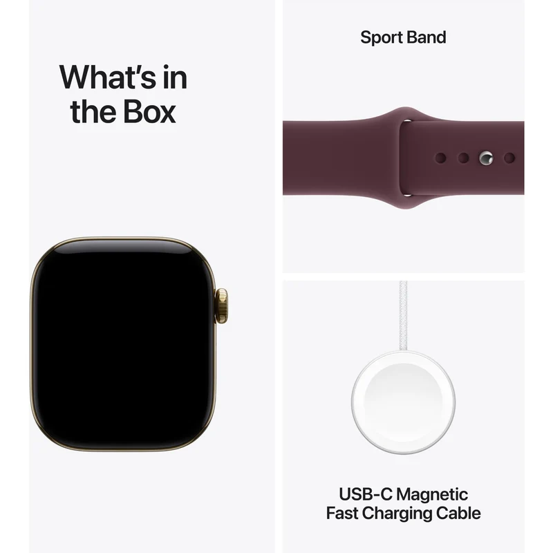 Apple Watch Series 12 42mm Radiant Gold Titanium Case GPS + Cellular Sport Band (M/L) [Burgundy]