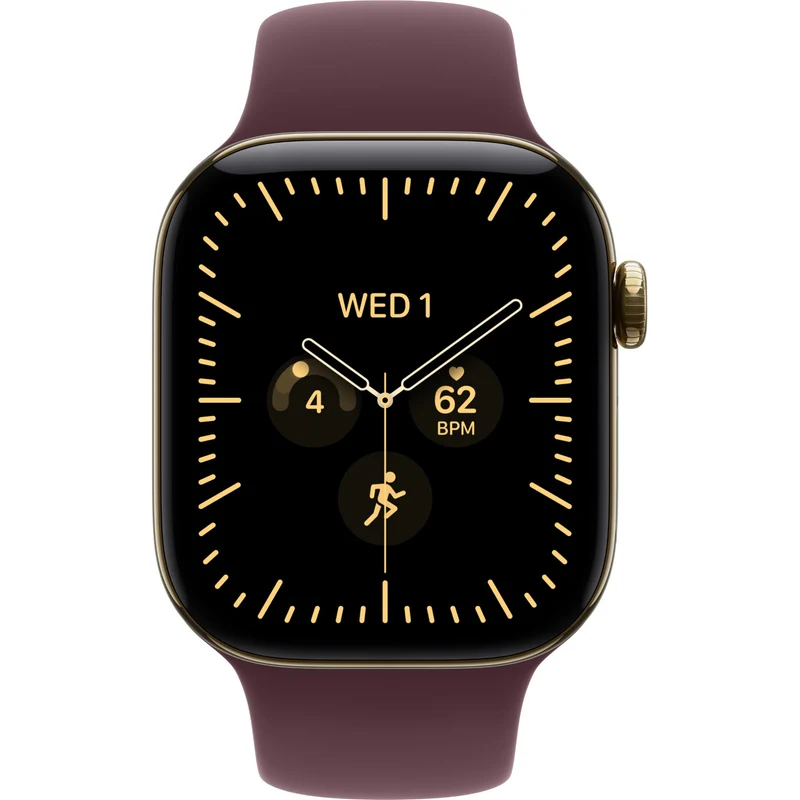 Apple Watch Series 12 42mm Radiant Gold Titanium Case GPS + Cellular Sport Band (S/M) [Burgundy]