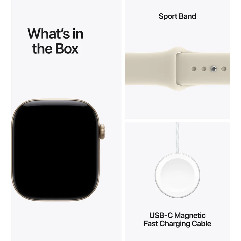 Apple Watch Series 12 46mm Light Gold Aluminium Case GPS + Cellular Sport Band (M/L) [Sand]