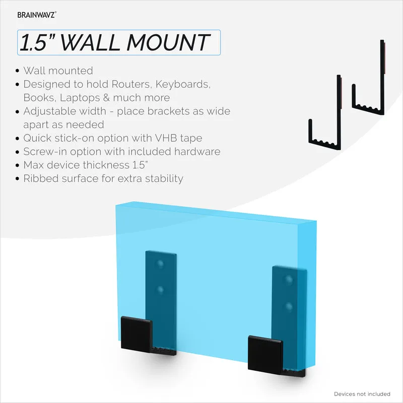 1.5-Zoll-Kabelbox-Wandhalterung, für Router, Laptops, Modem, Mesh-WLAN, Apple TV, Netzwerk-Switch und mehr, für Geräte mit einer Breite von bis zu 1.5 Zoll / 38 mm, selbstklebend und schraubbar