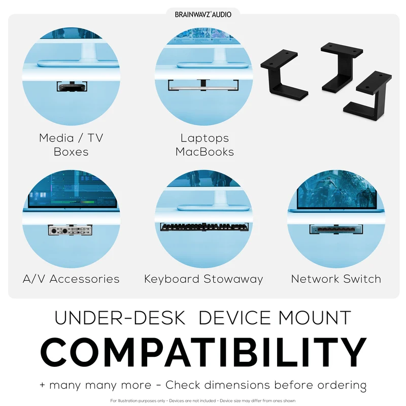 Laptop-Halterung unter dem Schreibtisch, zum Einschrauben, Geräte bis zu einer Dicke von 1.7 Zoll, für Laptops, Macbook, Router, Surface, iPads, Tablets und mehr