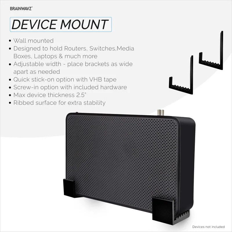 2.5" Kotak Kabel Pemegang Penyangkut Dinding, Pelekat & Skru Masuk, untuk Penghala, Komputer riba, Modem, Wi-Fi Mesh, Apple TV, Suis Rangkaian & Banyak Lagi