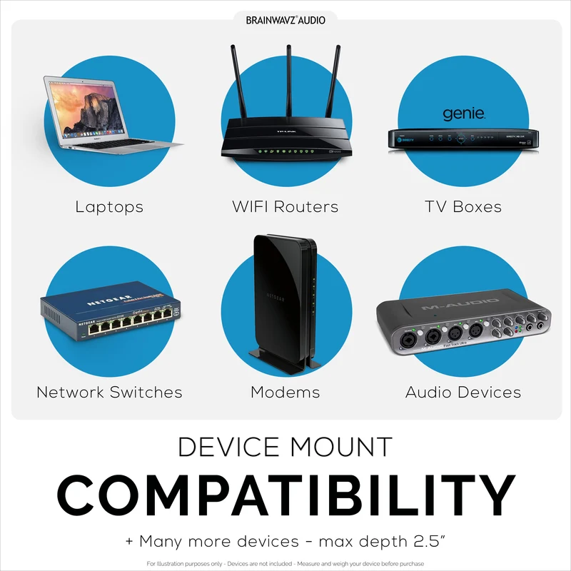 2.5" Kotak Kabel Pemegang Penyangkut Dinding, Pelekat & Skru Masuk, untuk Penghala, Komputer riba, Modem, Wi-Fi Mesh, Apple TV, Suis Rangkaian & Banyak Lagi