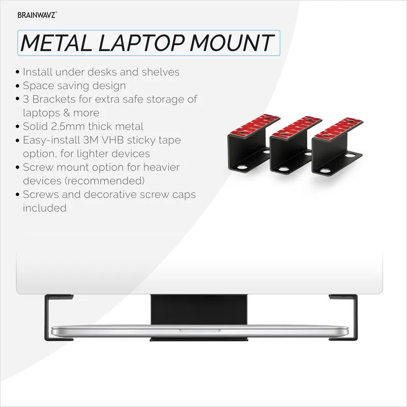 Pemegang Komputer Riba Di Bawah Meja Logam, Lekapkan Untuk Peranti seperti Komputer Riba, Papan Kekunci Permukaan Macbook Penghala Modem Kotak Kabel Suis Rangkaian & Banyak Lagi
