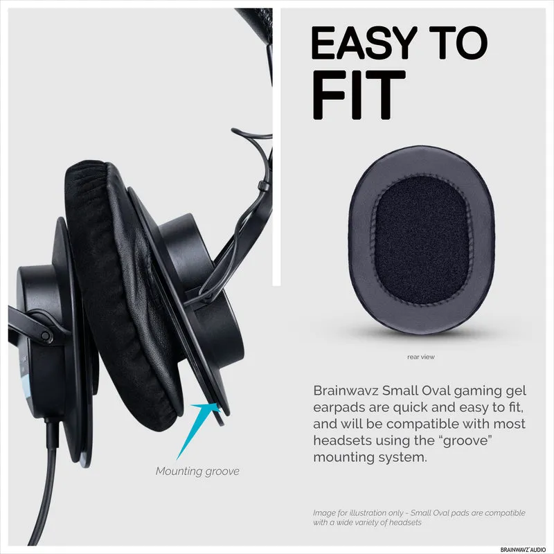 Pad Telinga Fon Kepala Permainan Dipertingkat - Bujur Kecil - Suede Mikro dengan Gel Penyejuk & Buih Memori untuk Steelseries, Hyperx, Sony MDR-7506, AKG, Turtlebeach, Sennheiser & Banyak Lagi (Micro Suede)