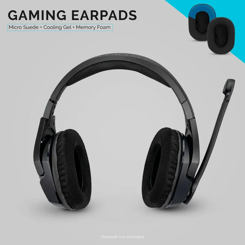 Pad Telinga Fon Kepala Permainan Dipertingkat - Bujur Kecil - Suede Mikro dengan Gel Penyejuk & Buih Memori untuk Steelseries, Hyperx, Sony MDR-7506, AKG, Turtlebeach, Sennheiser & Banyak Lagi (Micro Suede)