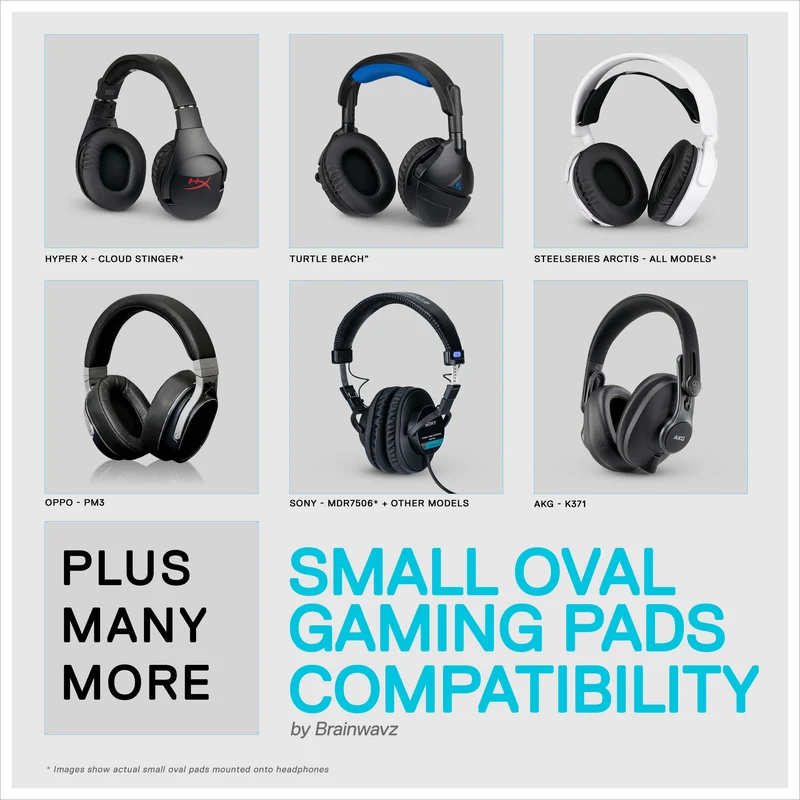 Verbesserte Ohrpolster für Gaming-Kopfhörer – klein, oval – PU-Leder mit Kühlgel und Memory-Schaum für Steelseries, Hyperx, Sony MDR-7506, AKG, Turtlebeach, Sennheiser und mehr