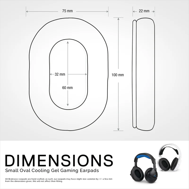 Verbesserte Ohrpolster für Gaming-Kopfhörer – klein, oval – PU-Leder mit Kühlgel und Memory-Schaum für Steelseries, Hyperx, Sony MDR-7506, AKG, Turtlebeach, Sennheiser und mehr