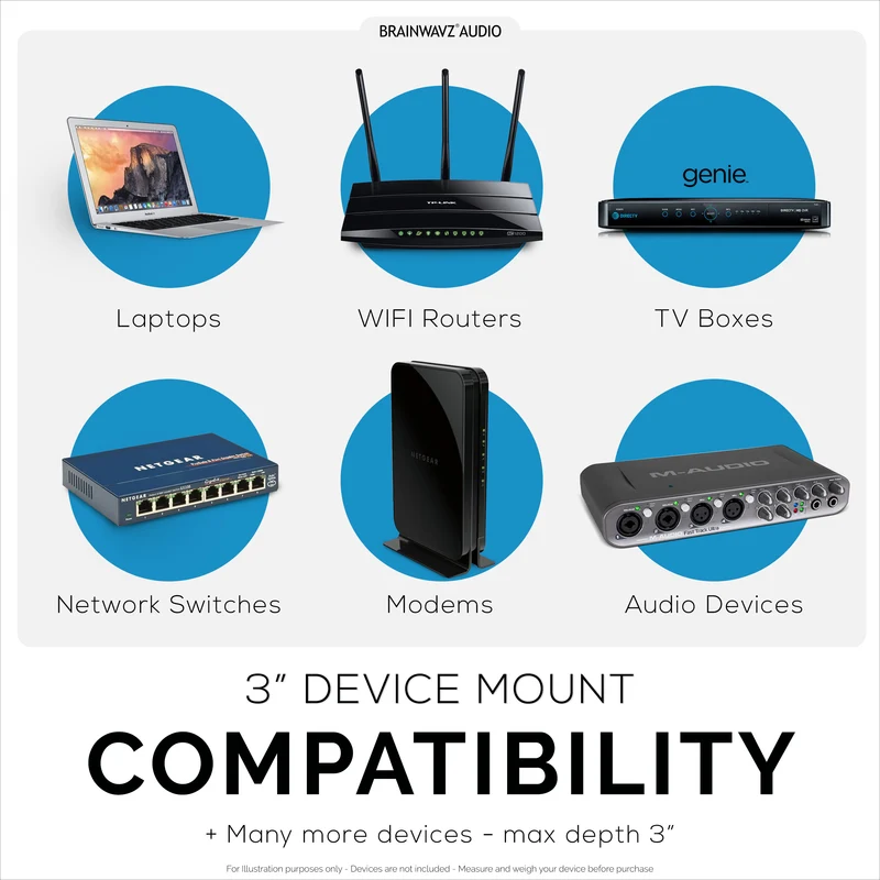 Vertikale 3 cm Wandhalterung und Kopfhörerhalter, selbstklebend und schraubbar für Laptops, Modem-Router, Mesh-TV-Kabelbox, Netzwerk-Switch und mehr