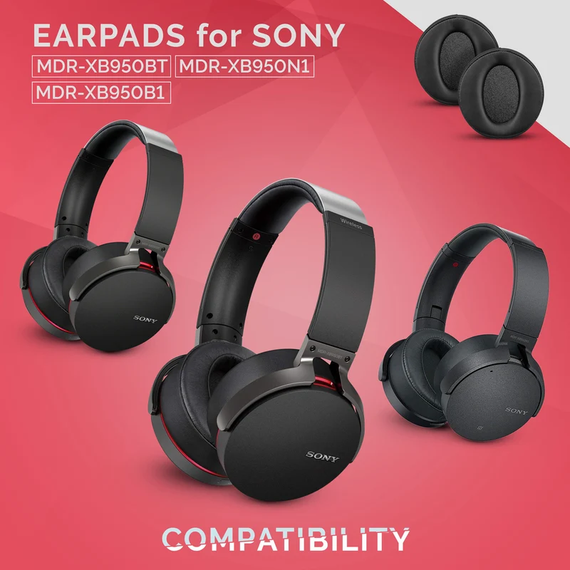 Pad Telinga Gantian Sony MDR-XB950BT - Sesuai untuk Fon Kepala siri XB yang lain