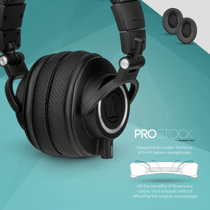 Pad Telinga Gantian ProStock ATH M50X & M Series - Bentuk Rekaan Tersuai dengan Busa Memori - Berlubang