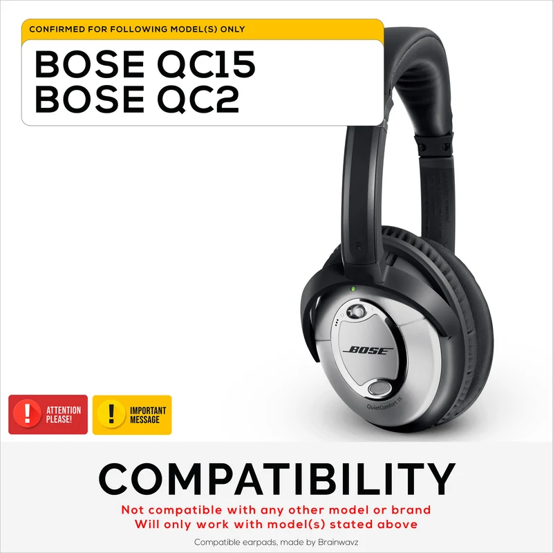 Alas Telinga Pengganti BOSE QC15 - Diperbuat dengan Bahan Premium, Lebih Baik Daripada Stok