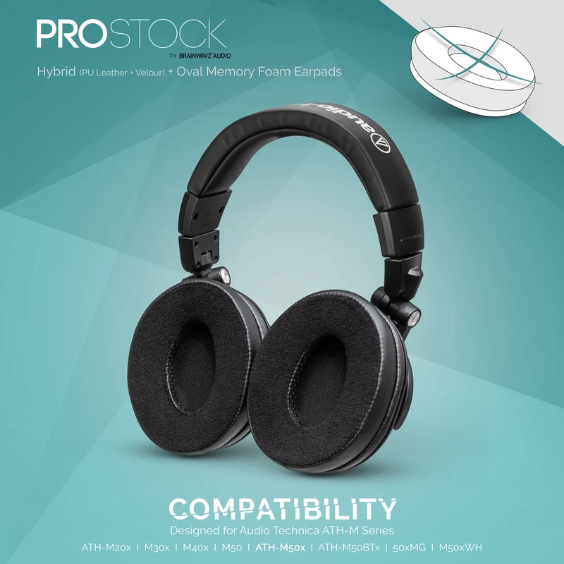 Ersatz-Ohrpolster der ProStock ATH M50X- und M-Serie – individuell gestaltete Form mit Memory-Schaum – Hybrid