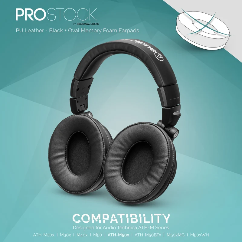 Pad Telinga Gantian ProStock ATH M50X & M Series - Bentuk Rekaan Tersuai dengan Busa Memori - PU