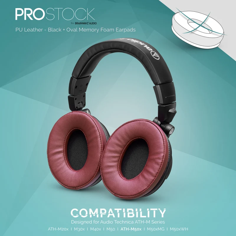 Pad Telinga Gantian ProStock ATH M50X & M Series - Bentuk Rekaan Tersuai dengan Busa Memori - PU