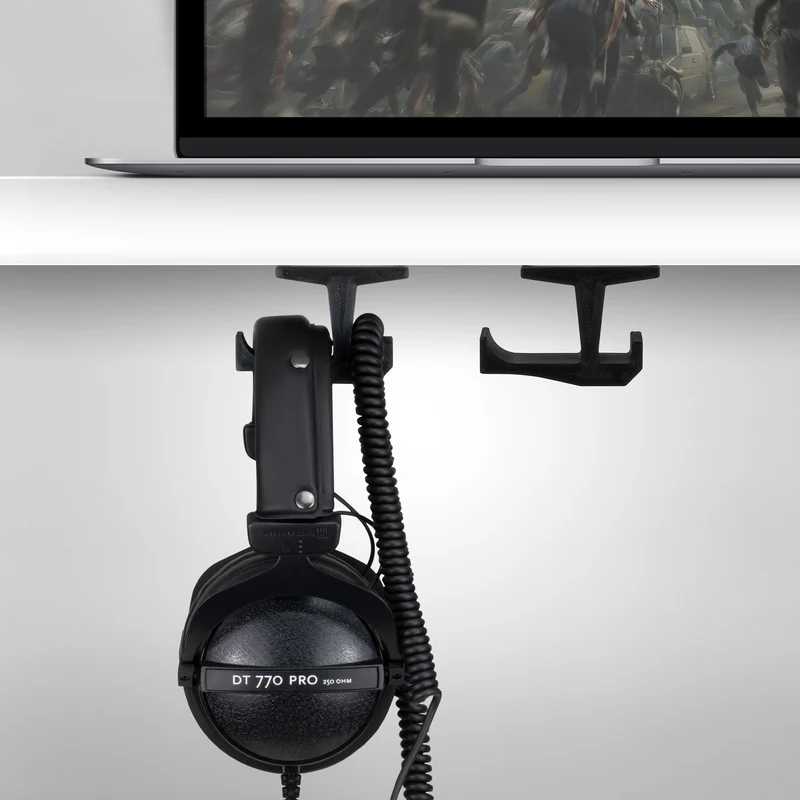 BigJ (2er Pack) Untertisch-Kopfhörerhalterung und Kabel-Organizer