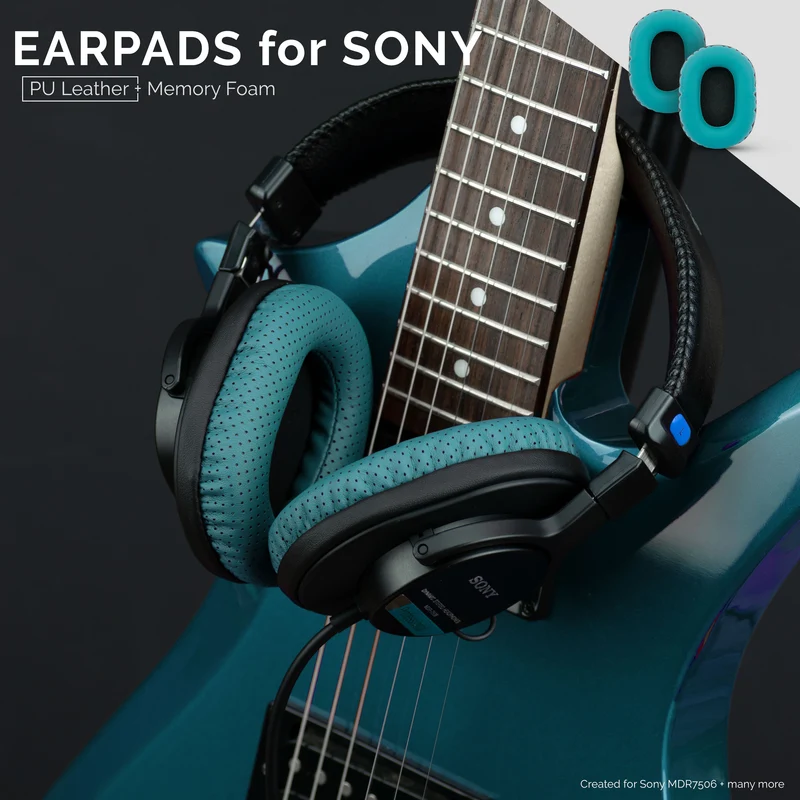 Pad Telinga Premium Gantian SONY MDR-7506 - Juga Sesuai untuk Fon Kepala (PU) V6, CD900ST