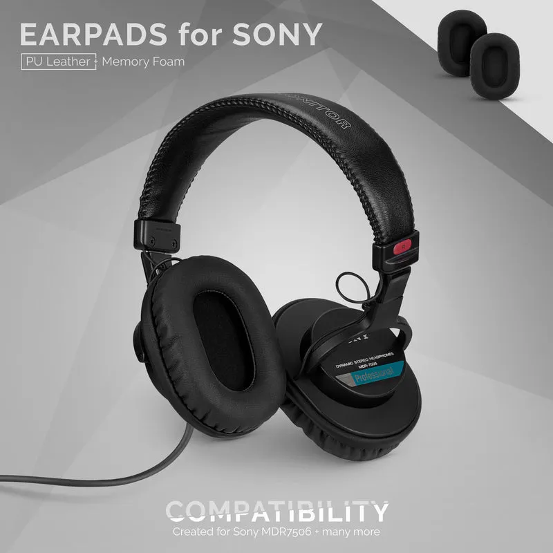 Pad Telinga Premium Gantian SONY MDR-7506 - Juga Sesuai untuk Fon Kepala (PU) V6, CD900ST