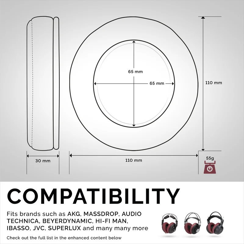 Kopfhörer Memory Foam Earpads - XL - Perforiert