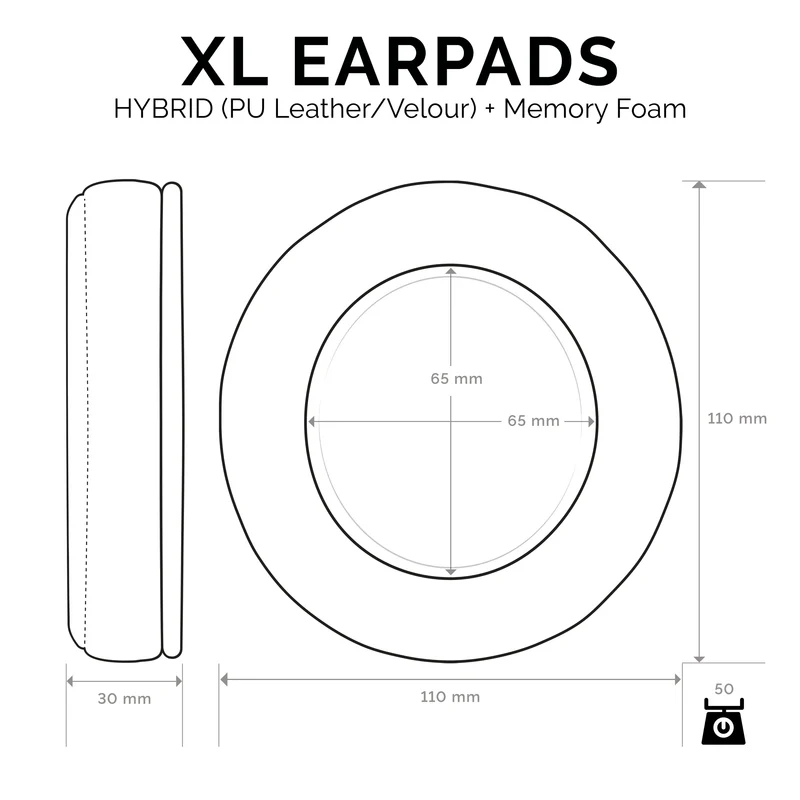 Kopfhörer Memory Foam Earpads - XL Größe - Hybrid