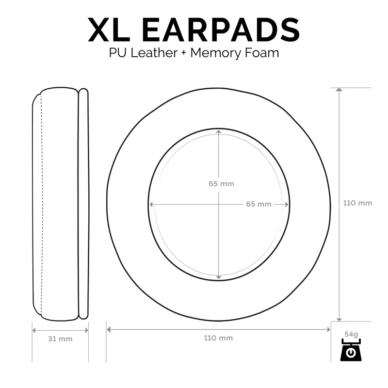 Kopfhörer Memory Foam Earpads - XL-Größe