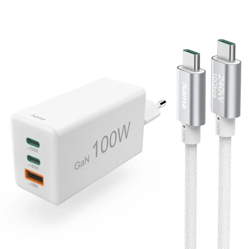 Hama 00200027 Schnellladegerät PD 100W USB-C 3‑Port GaN