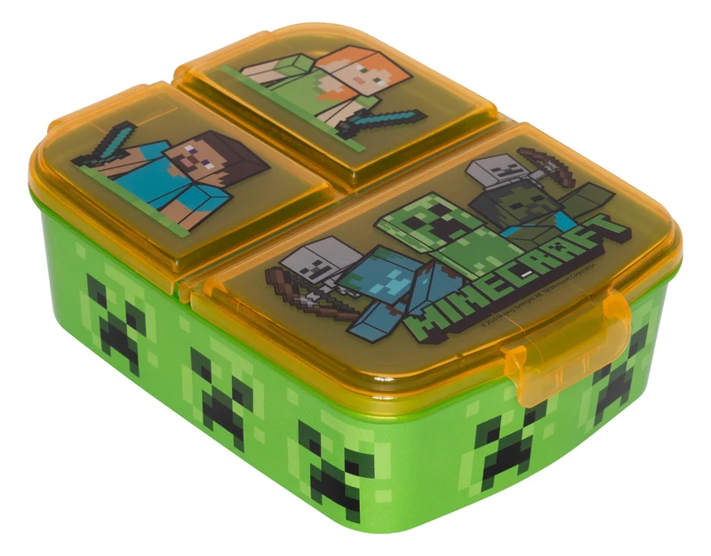 Stor Minecraft Brotdose mit mehreren Fächern, BPA-frei