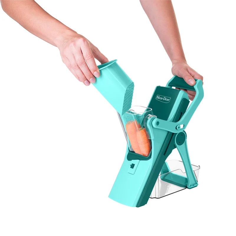 Nicer Dicer MANDO 12-tlg. Multifunktionshobel mit 6 Schneideinsätzen, Auffangschale, Fingerschutz