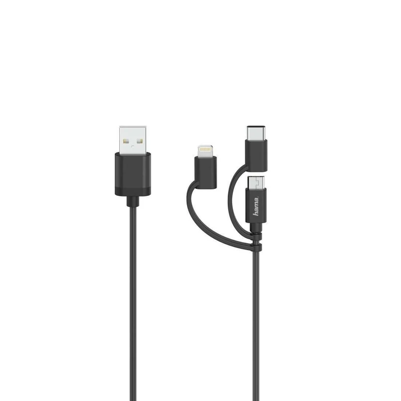 Hama 3in1 USB auf Micro-USB Kabel 0,75m Schwarz 480 Mbit/s