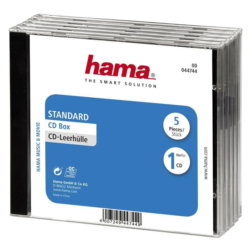Hama CD-Leerhülle Standard 5er-Pack Transparent/Schwarz