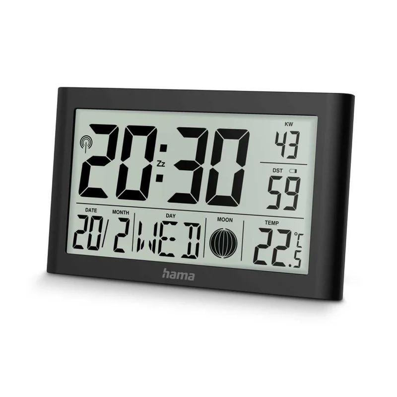 Hama Martinique digitale Funkuhr mit Thermometer, schwarz