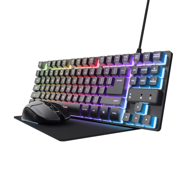 Trust GXT 794 TKL Gaming-Set mit LED, kabellos, Schwarz