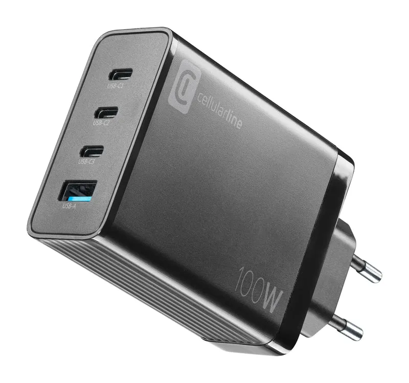Cellularline Nano GAN 100W Ladegerät mit 4 Anschlüssen