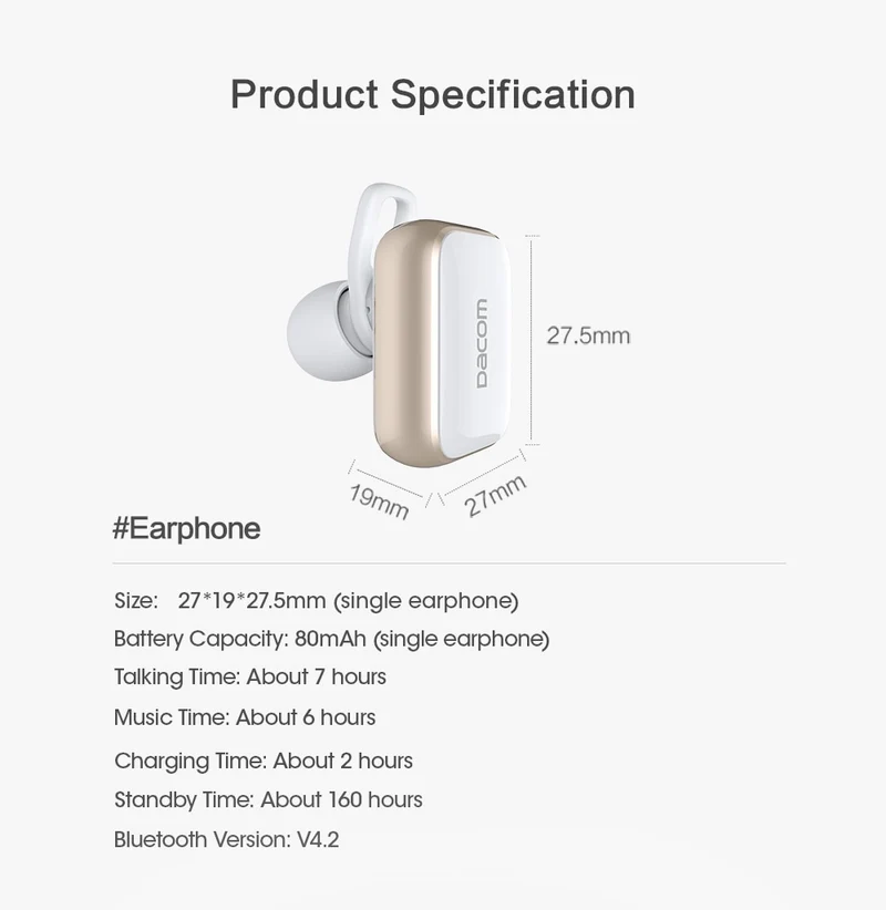 DACOM GF8 TWS Mini Wireless Earphones with Microphone