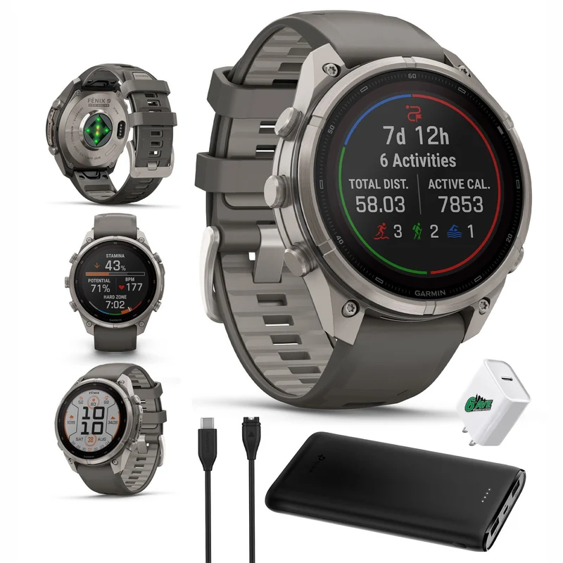 Garmin Fenix 9 Pro Solar 47mm Titanium GPS Smartwatch Pebble Gray Band