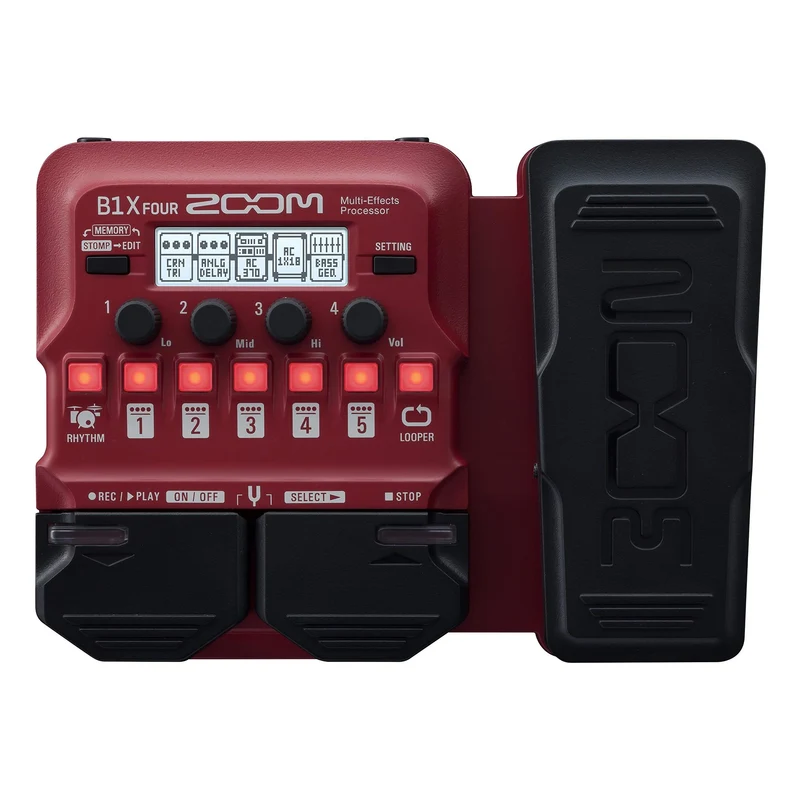 Zoom B1X FOUR Bass Multi-Effects Processor with Expression Pedal, With 70+ Built-in Effects, Amp Modeling, Looper, Rhythm Section, Tuner, Battery Powered