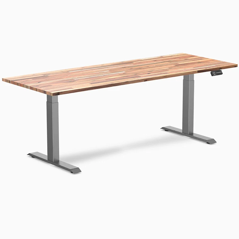 Desky Dual Hardwood Sit Stand Desk 200cm Acacia Desktop and Space Grey Frame