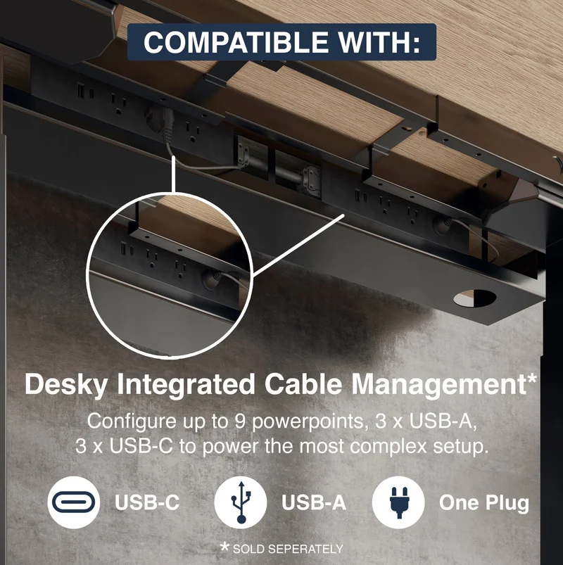 Desky Dual Mini Sit Stand Desk 1000x600 Natural Walnut Desktop and Grey Frame